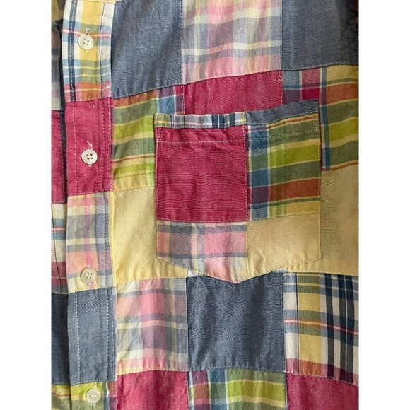 ENGLISH SPORT SHOP CASUAL MENS Handwoven PATCH BUTTON DOWN SHORT SLEEVE Size L - Picture 3 of 8